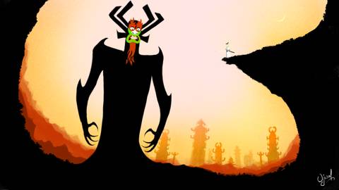 Samurai Jack vs Aku illustration
